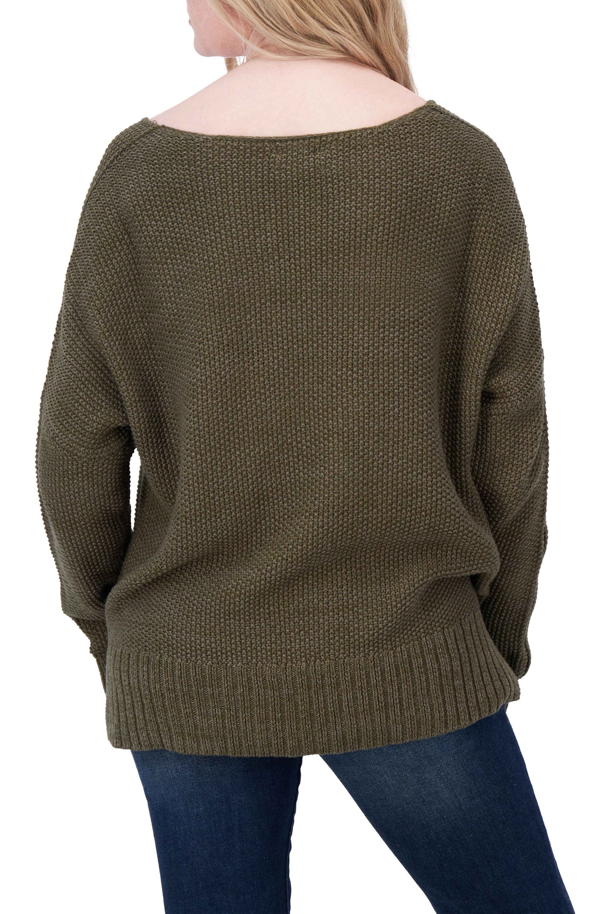[7WP5056-343] WOMENS LUCKY BRAND SPRING WEIGHT V NECK PULLOVER - OLIVE