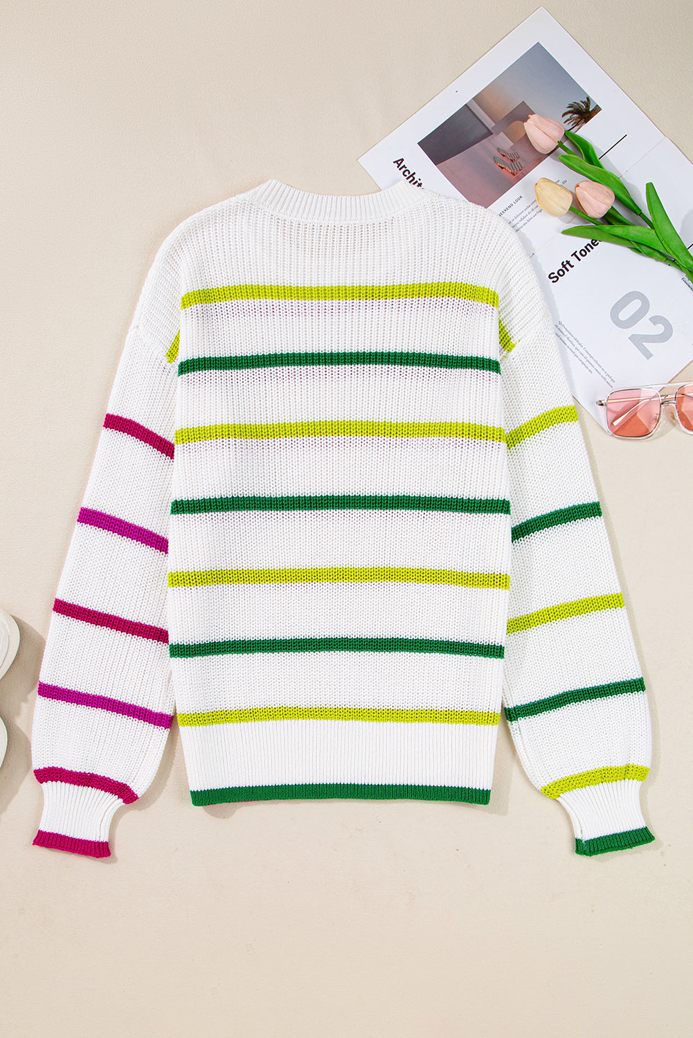 Colorful Striped Crew Neck Sweater