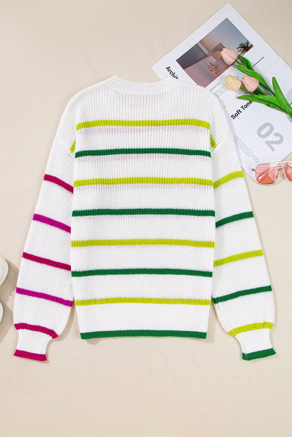 Colorful Striped Crew Neck Sweater