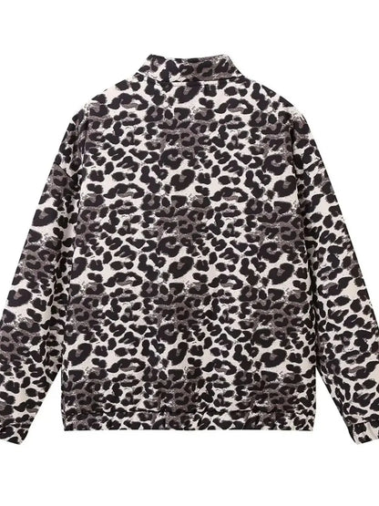 Leopard Print Oversized Bomber Jacket Womens Coat Style