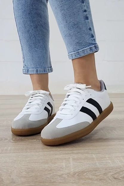 Willa Striped Lace-up Flat Sneakers