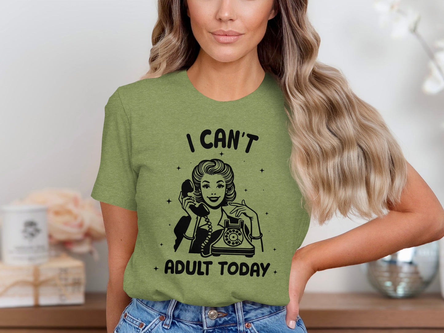 I Can't Adult Today Retro Inspired Graphic Design T-Shirt
