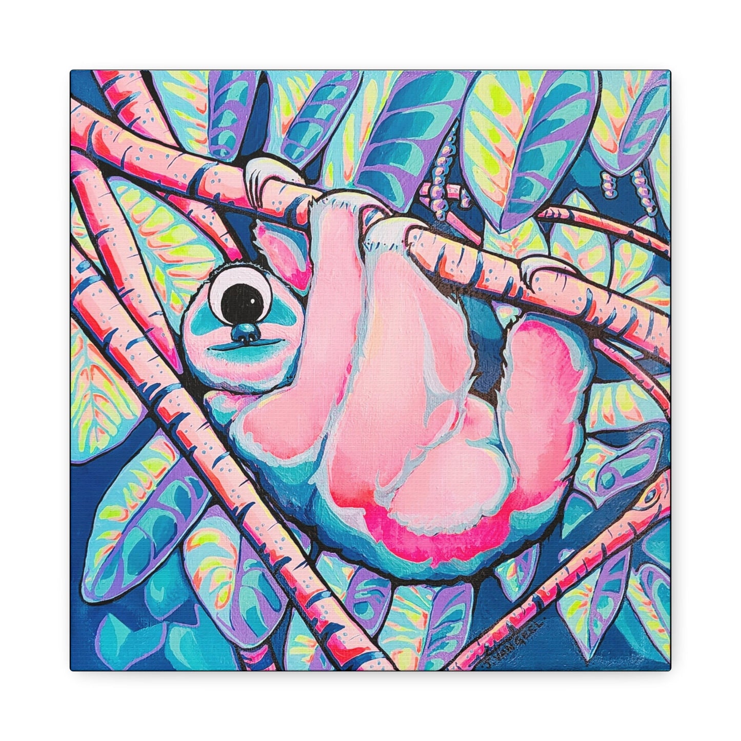 Cyclops Sloth Canvas Print, Original Artist Design, Home Decor, Wall Art