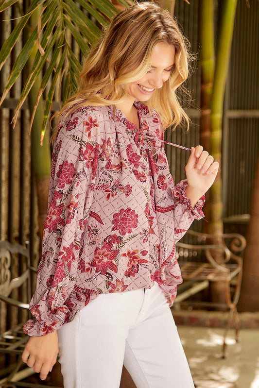 Bethany Floral Flounce Sleeve Blouse