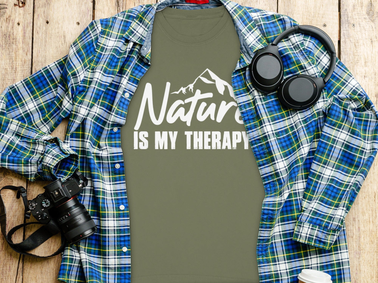 Nature Is My Therapy Mountain Graphic Text Long Sleeve T-Shirt