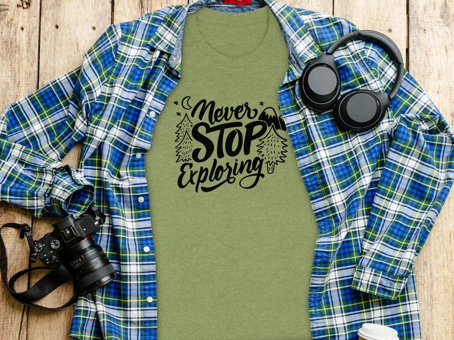 Never Stop Exploring Mountain Adventure Outdoors T-Shirt