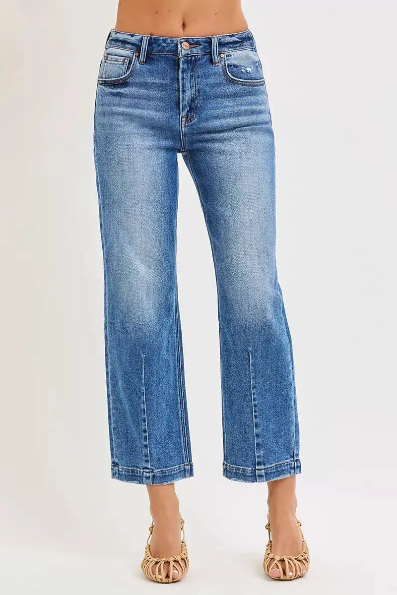 RISEN Jeans - Full Size High Rise Crop Boyfriend Tapered Jeans