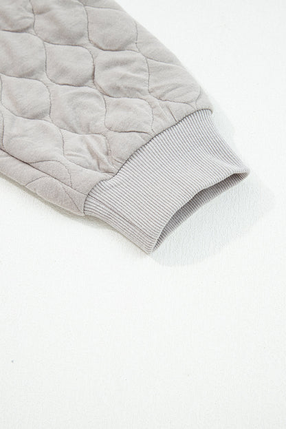 Gray Quilted Quarter Zip Plus Size Hoodie