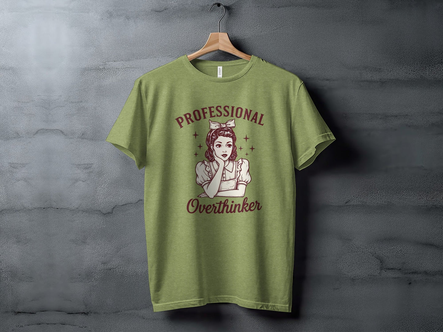 Professional Overthinker Cute Retro Girl Illustration T-Shirt