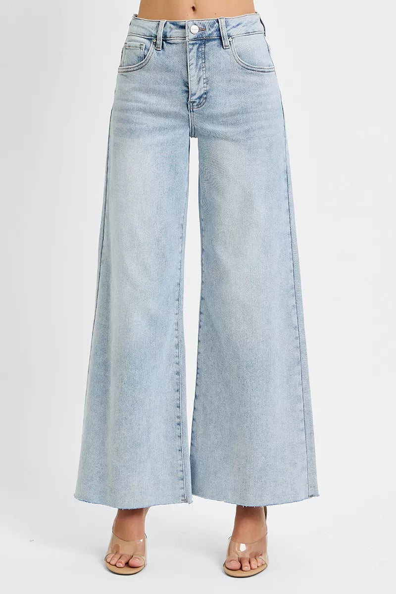 Risen High Rise Ankle Wide Palazzo Jeans Women