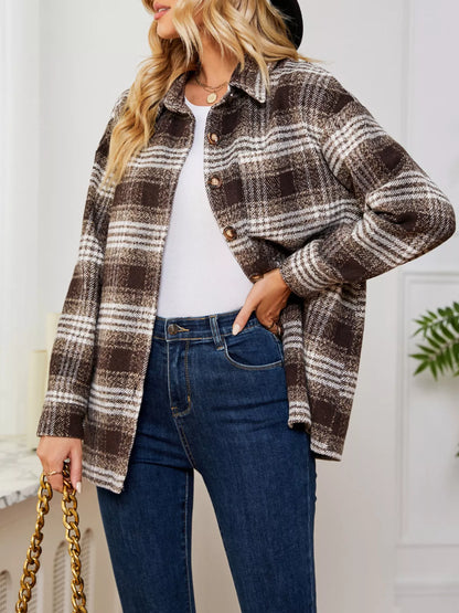 Plaid Button Up Long Sleeve Shacket