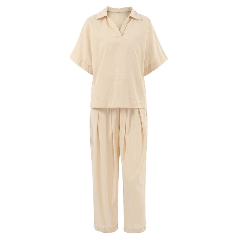 Comfortable Cotton and Linen Women's Fashion Pajama Set