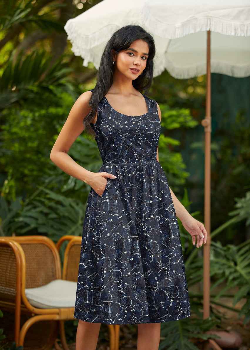 Glow in the Dark Constellations Fit & Flare Dress