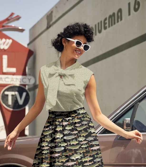 Sage Dot Bow Top