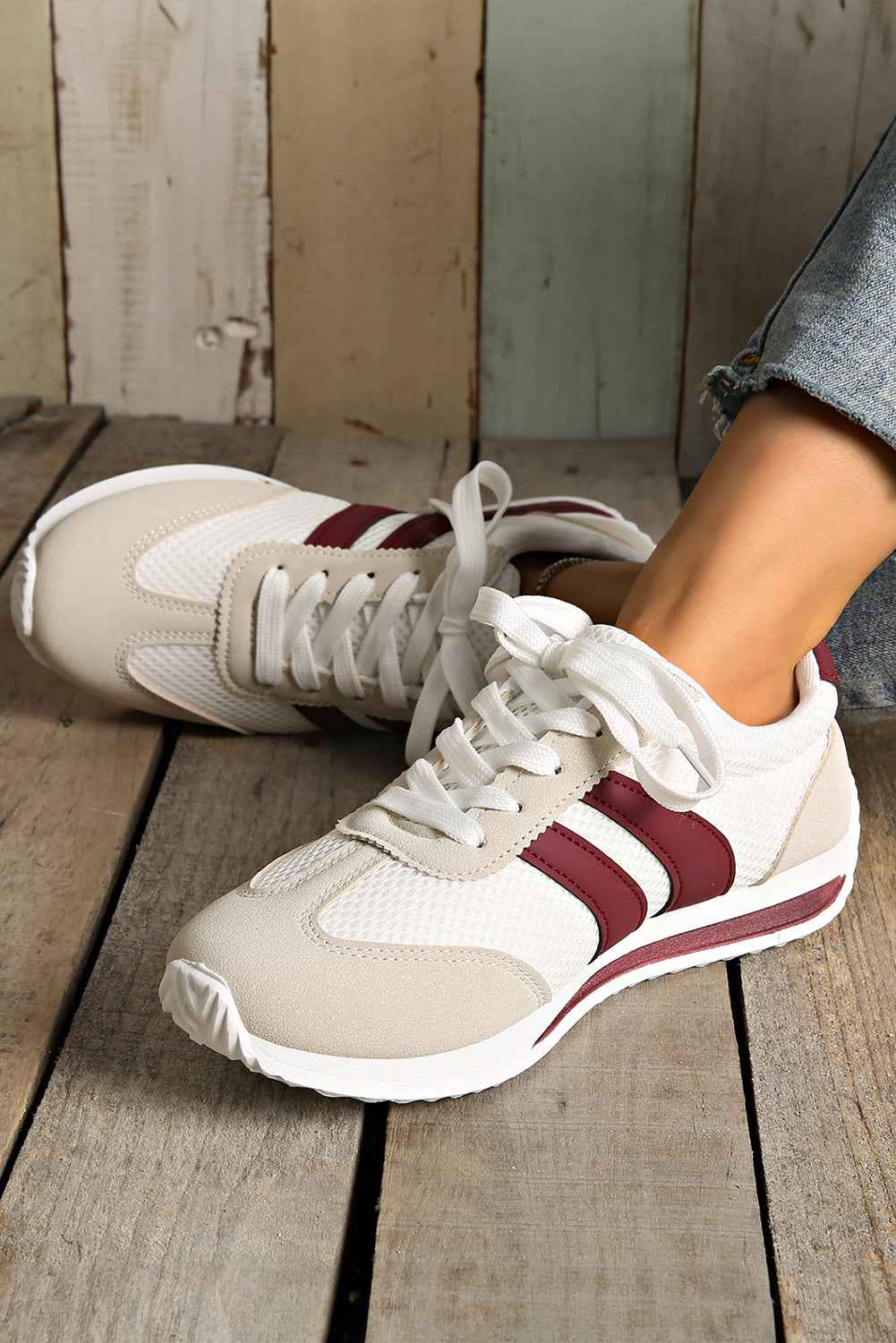 Layla Patchwork Breathable Lace Up Sneakers