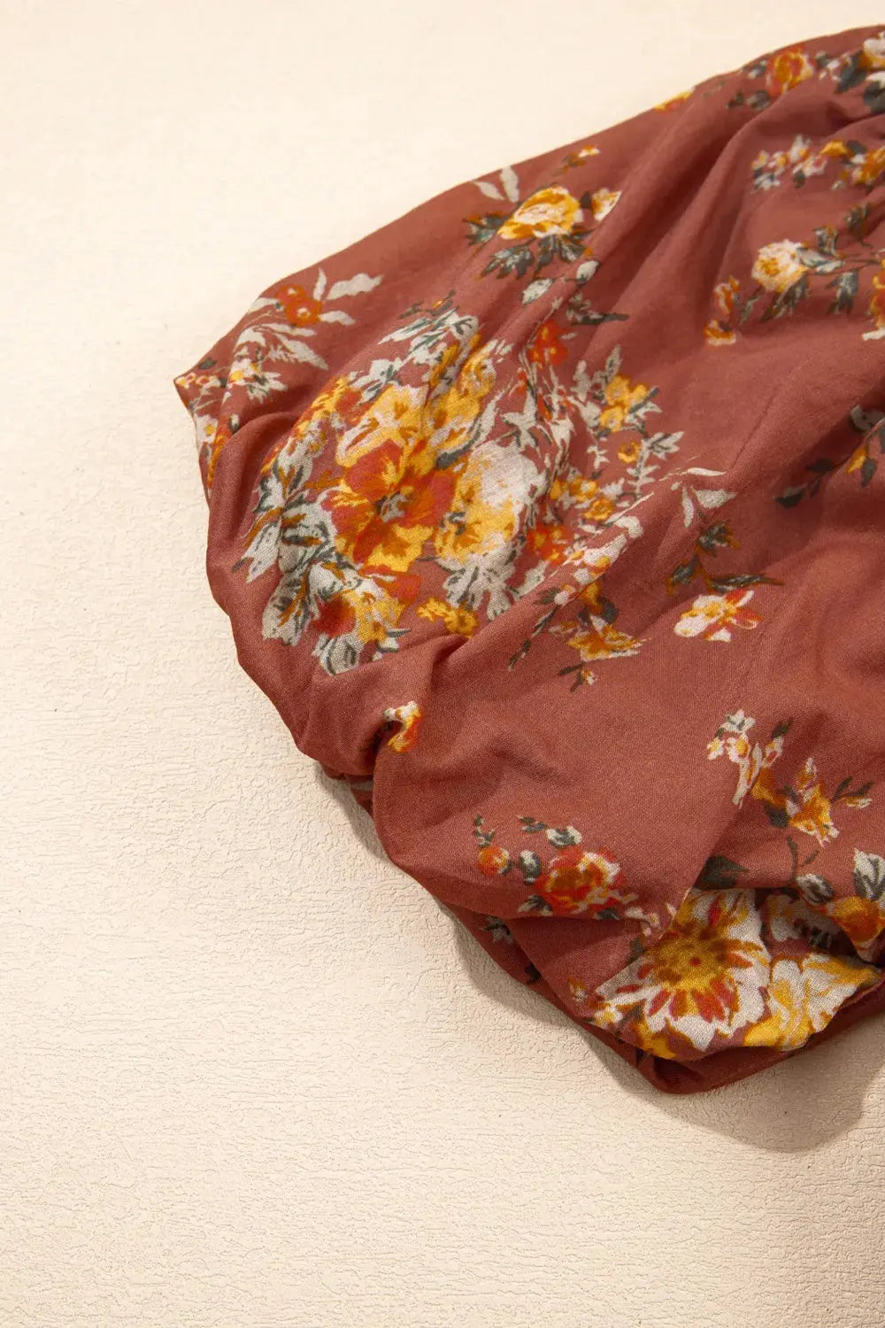 Floral Puff Sleeve Square Neck Knot Open Back Mini Dress