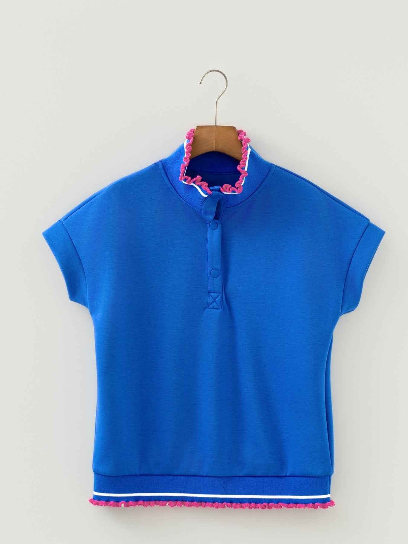 Contrast Trim Short Sleeve Top