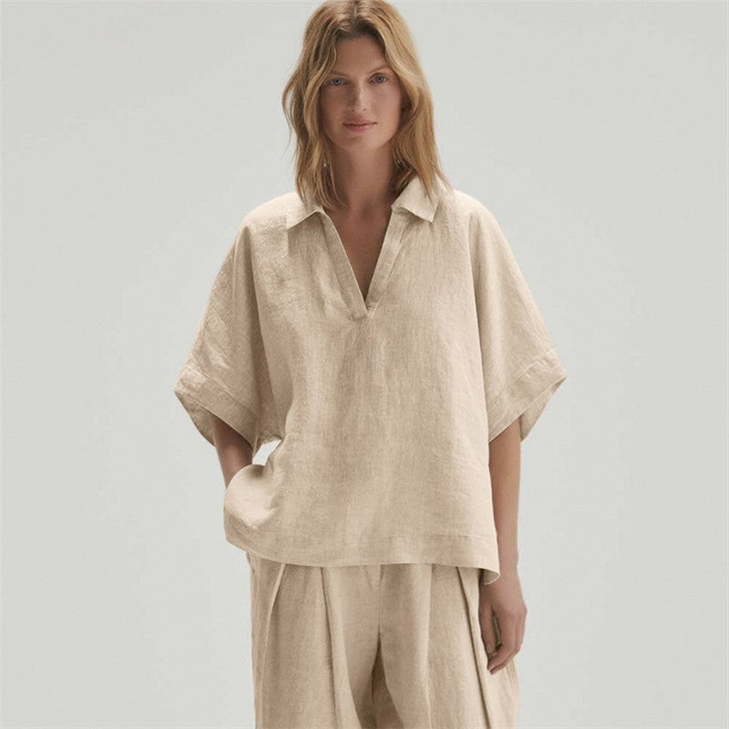 Comfortable Cotton and Linen Women's Fashion Pajama Set