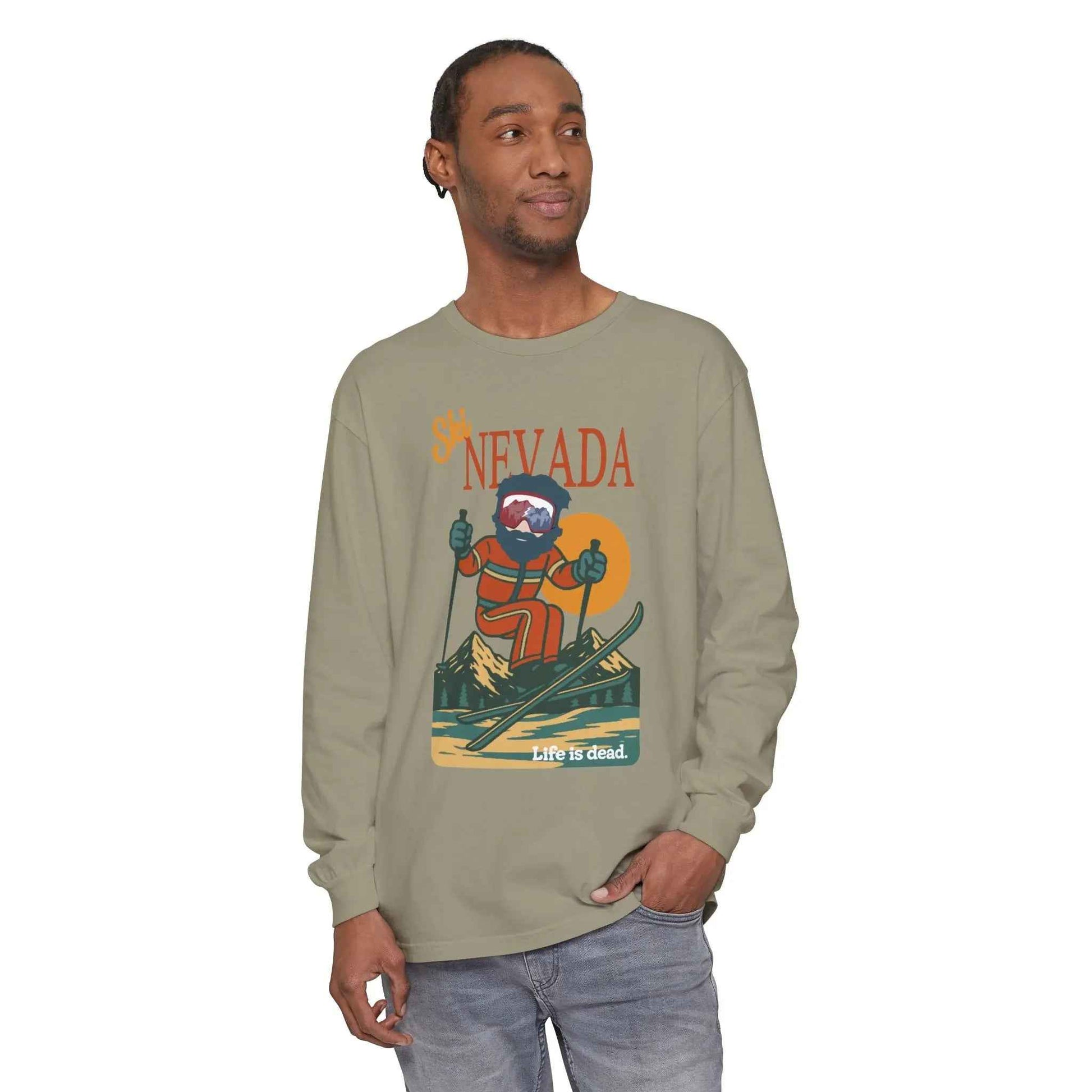 Ski Nevada - Life is dead.® Mountain Collection Garment-Dyed Long Sleeve T-Shirt