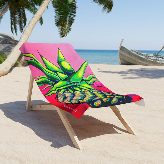 Neon Pineapple Beach Towel for Summer Fun and Vacation Essentials