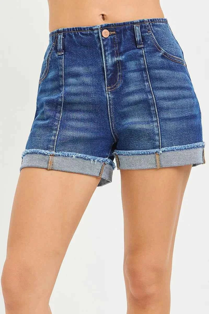 RISEN Slouchy Cuffed Denim Shorts