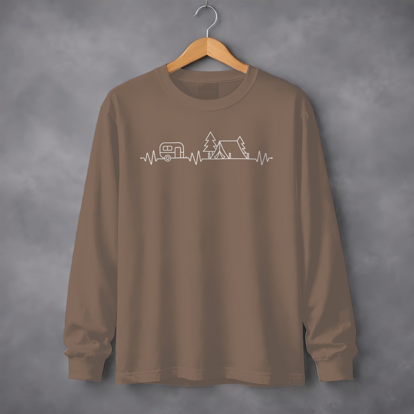 Camping Heartbeat Caravan Tent Adventure Time Long Sleeve T-Shirt