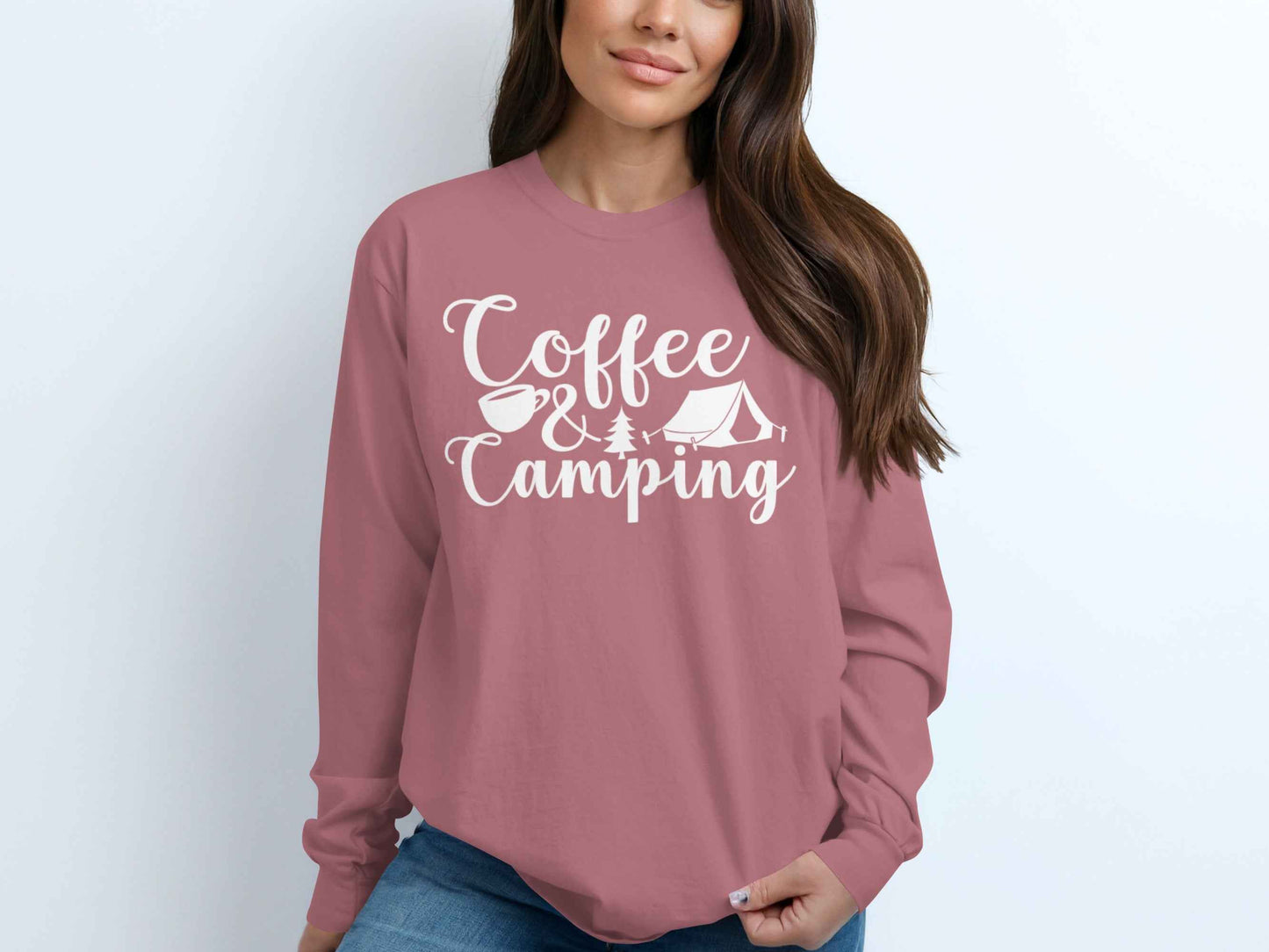 Coffee and Camping Adventure Design Long Sleeve T-Shirt