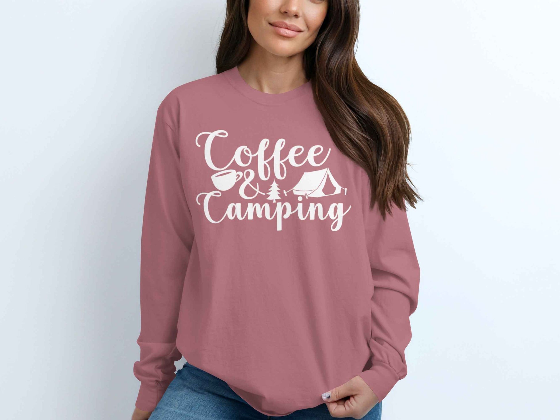 Coffee and Camping Adventure Design Long Sleeve T-Shirt