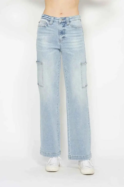 High Waist Straight Cargo Jeans