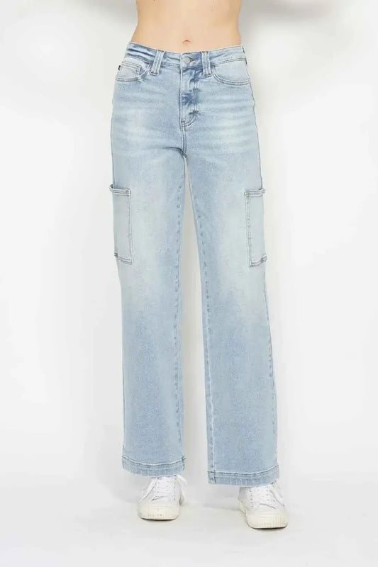 High Waist Straight Cargo Jeans