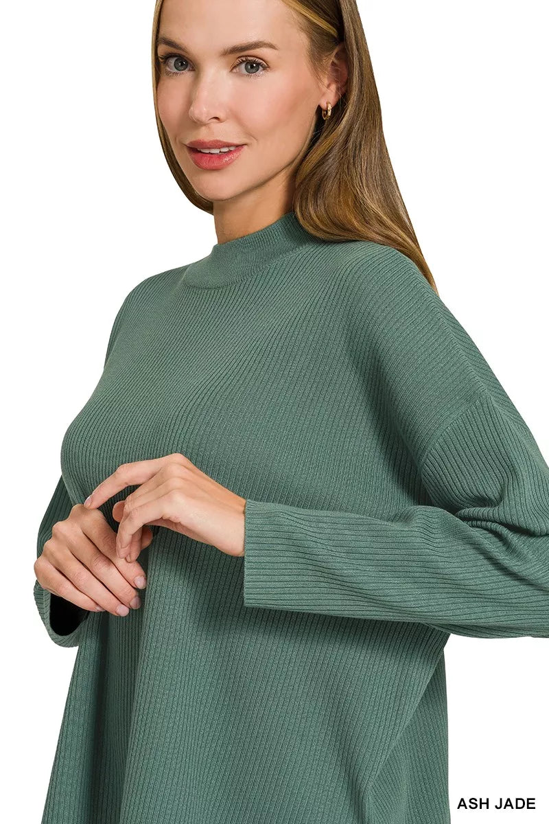 Ash Jade Ribbed Viscose Sweater Top & Pants Set by Zenana