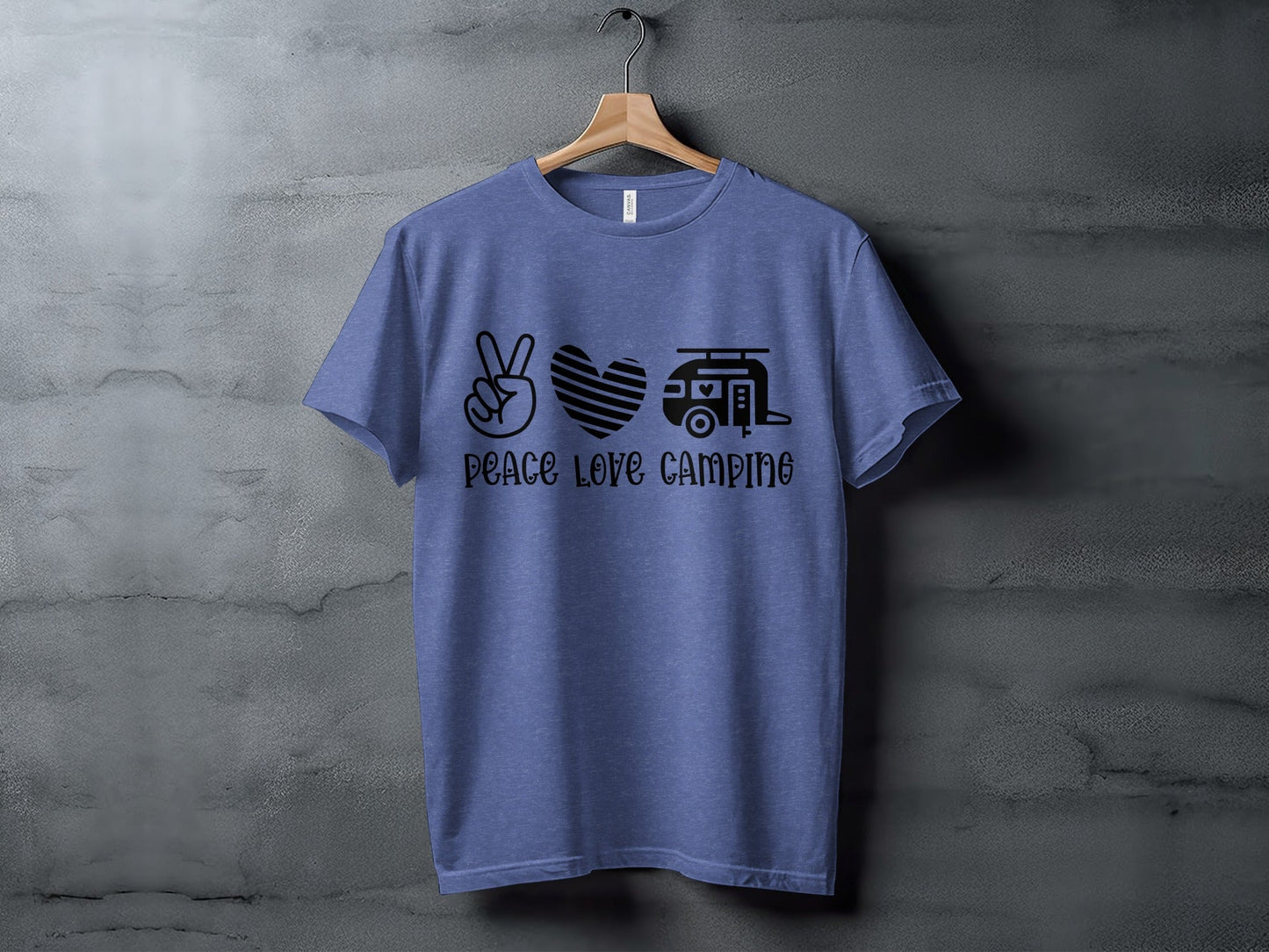Peace Love Camping Symbol Design Graphic Novelty T-Shirt