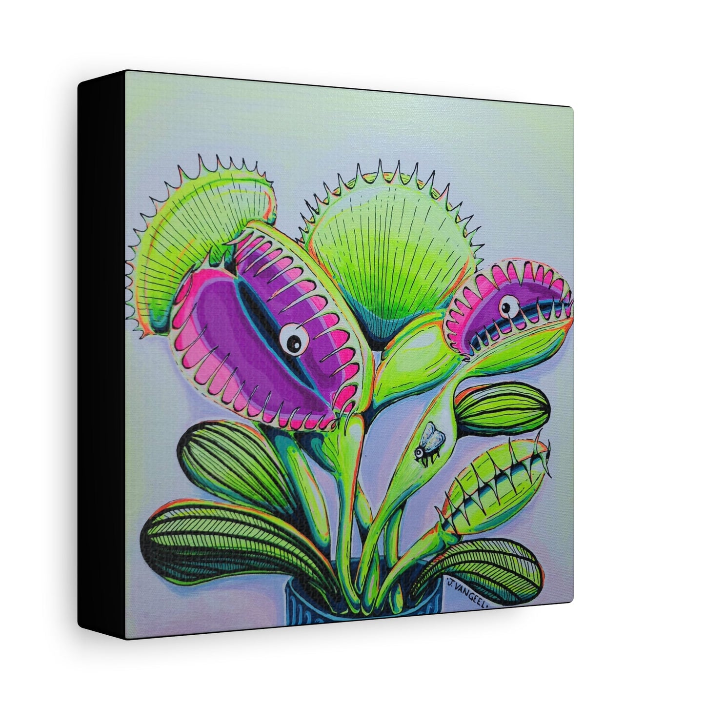 Cyclops Venus Fly Trap Original Canvas Art Print, Botanical Wall Decor