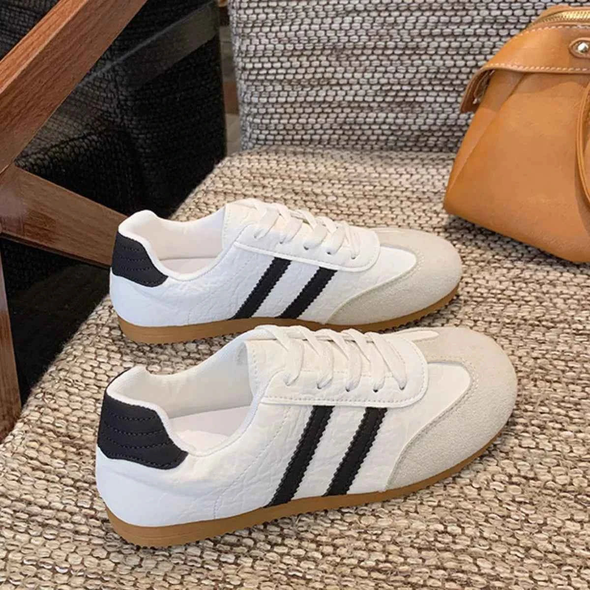 Striped Lace Up Casual Sneakers