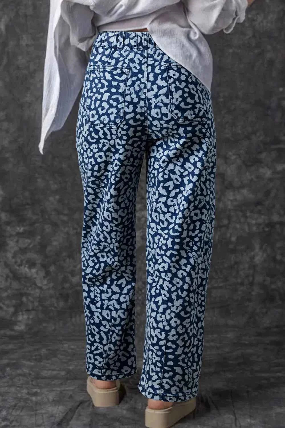 Leopard Print Wide Leg Jeans