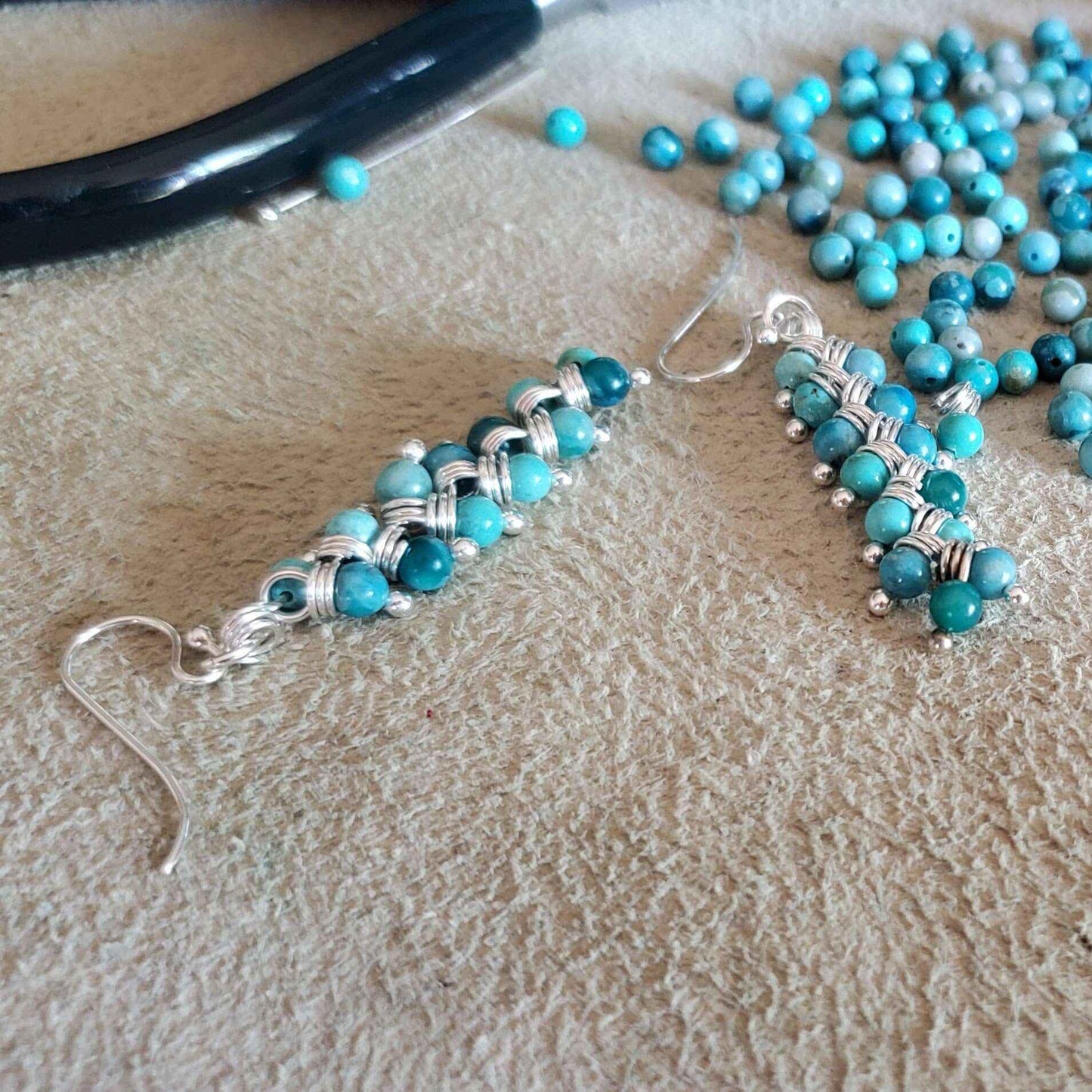 Seen On Jane The Virgin Silver Turquoise Wire Coil Earrings