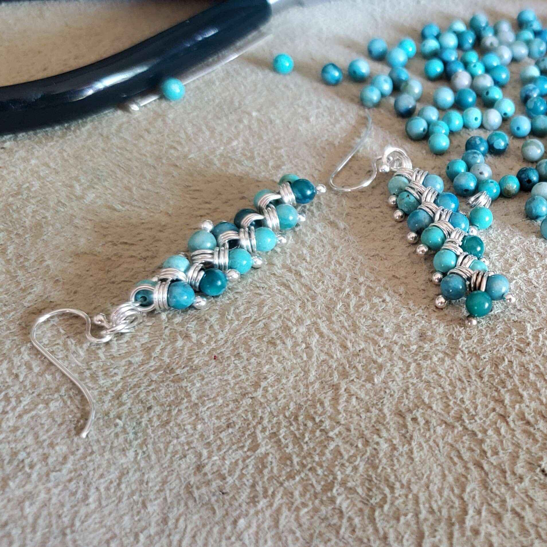 Seen On Jane The Virgin Silver Turquoise Wire Coil Earrings