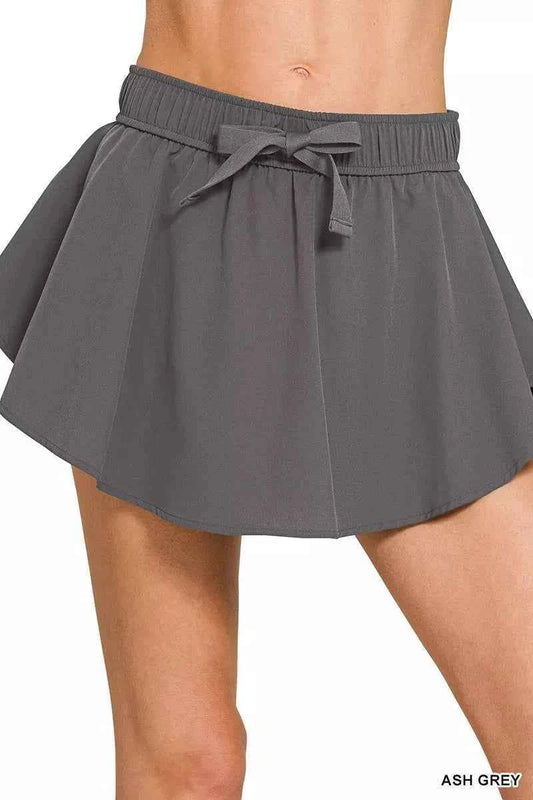 Ash Grey Soft Woven Active Skort by Zenana