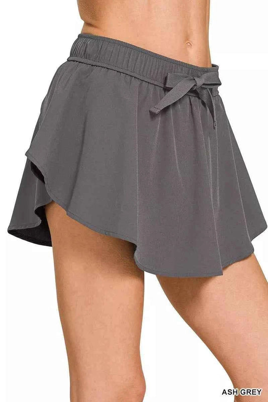 Ash Grey Soft Woven Active Skort by Zenana
