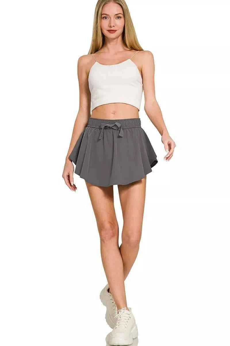 Ash Grey Soft Woven Active Skort by Zenana