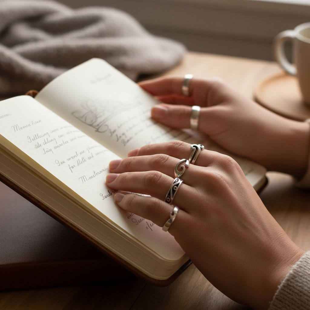 Assorted Sterling Silver Pinky-Toe Band Rings & Waves
