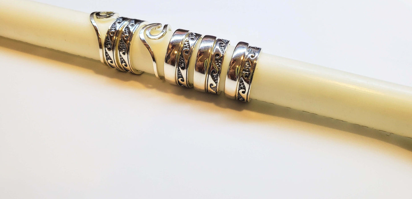Assorted Sterling Silver Pinky-Toe Band Rings & Waves
