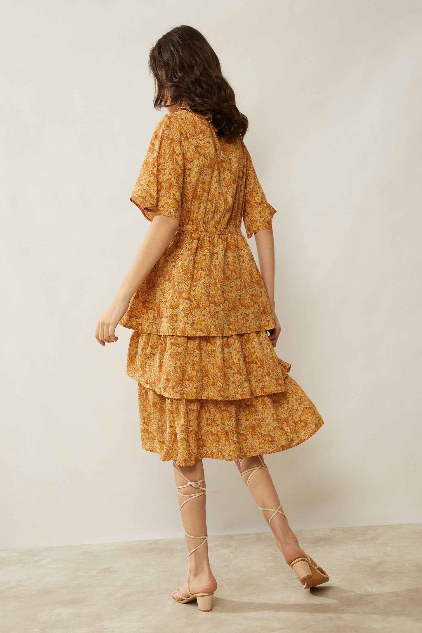Bohera  Deanna Ruffled Neck Drop Waist Dress