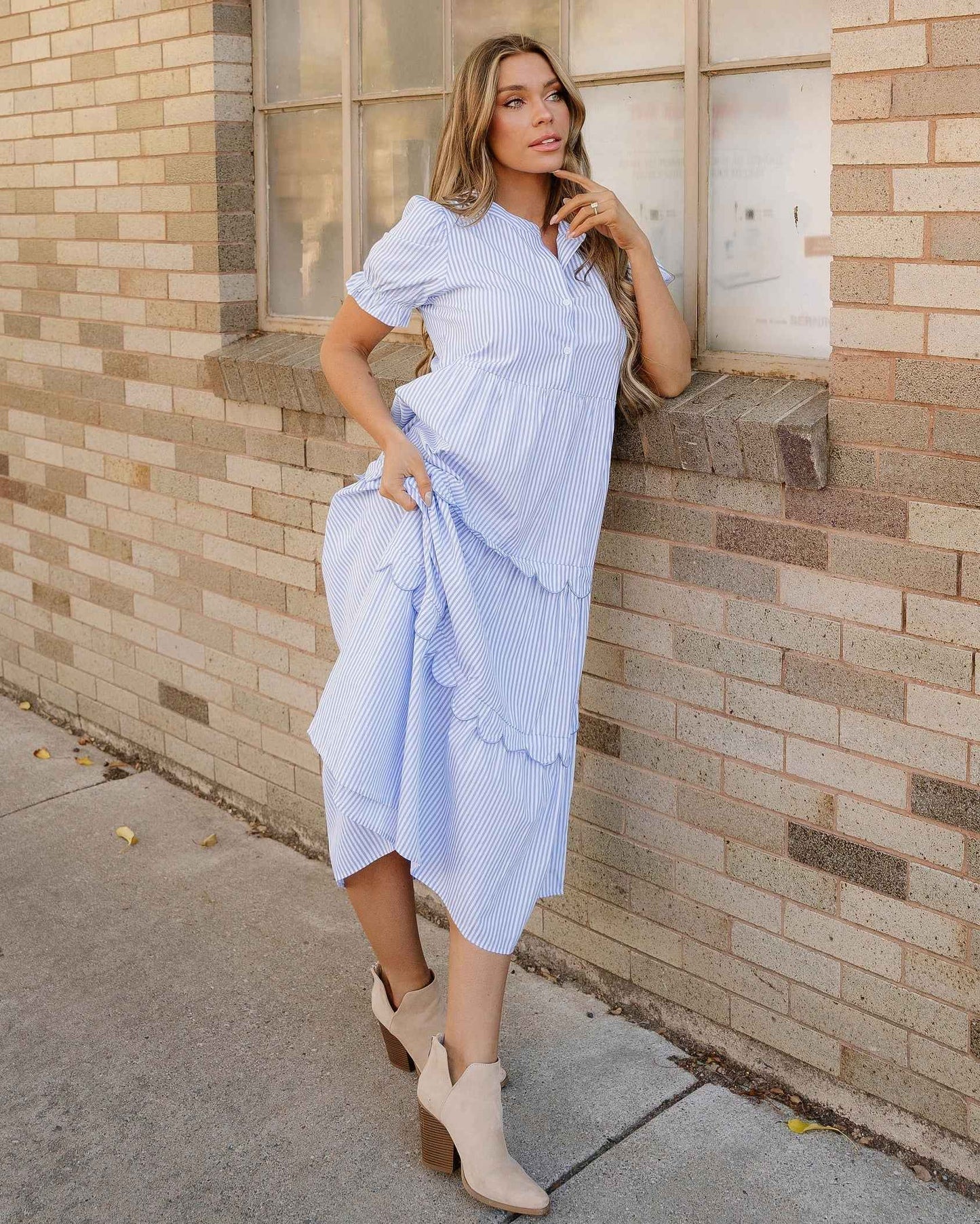 Kaeli Scallop Tiered Dress