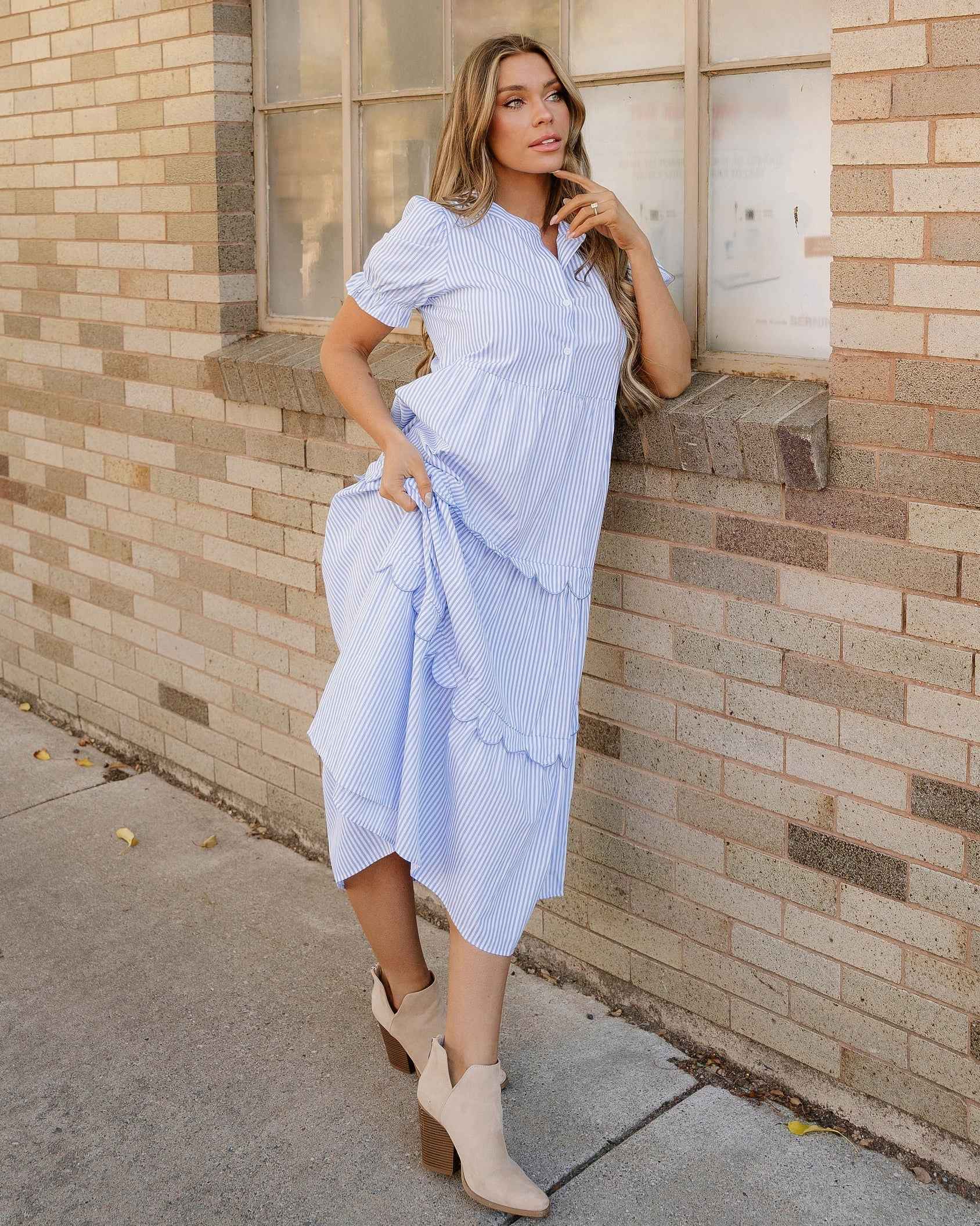 Kaeli Scallop Tiered Dress