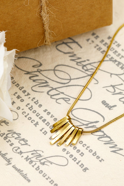 Gold Asymmetric Bar Pendant Necklace