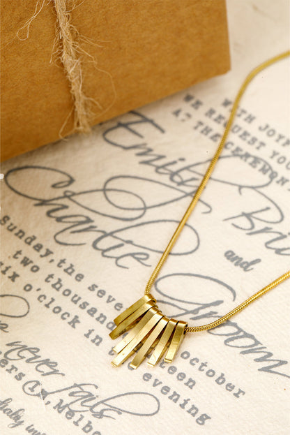 Gold Asymmetric Bar Pendant Necklace
