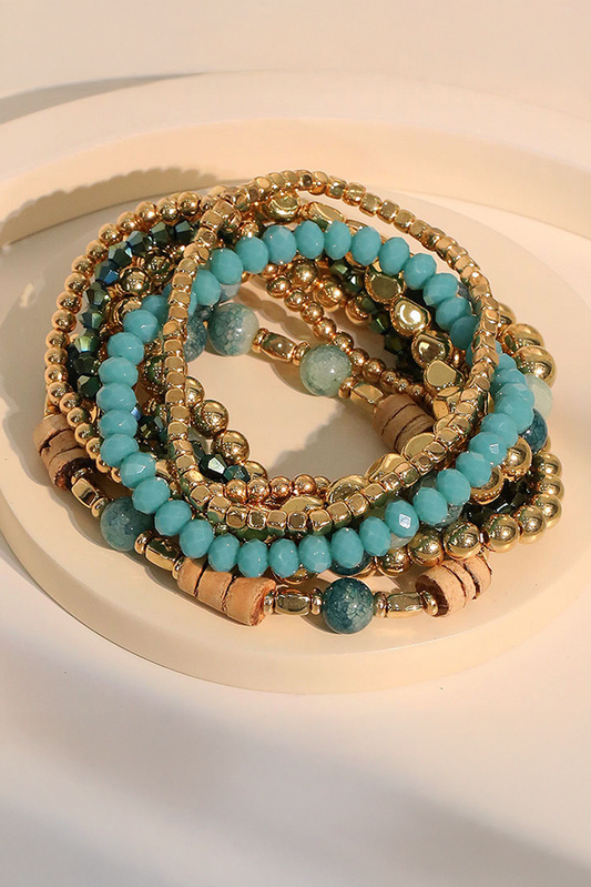 Boho Beaded Multi Layer Elastic Bracelet Set