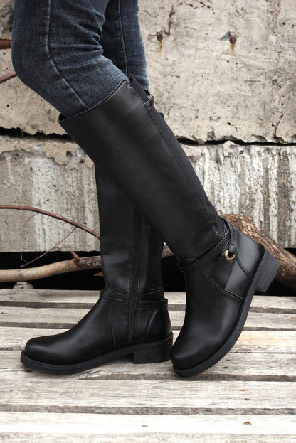 Josie Zipper Knee High Low Heel Boots