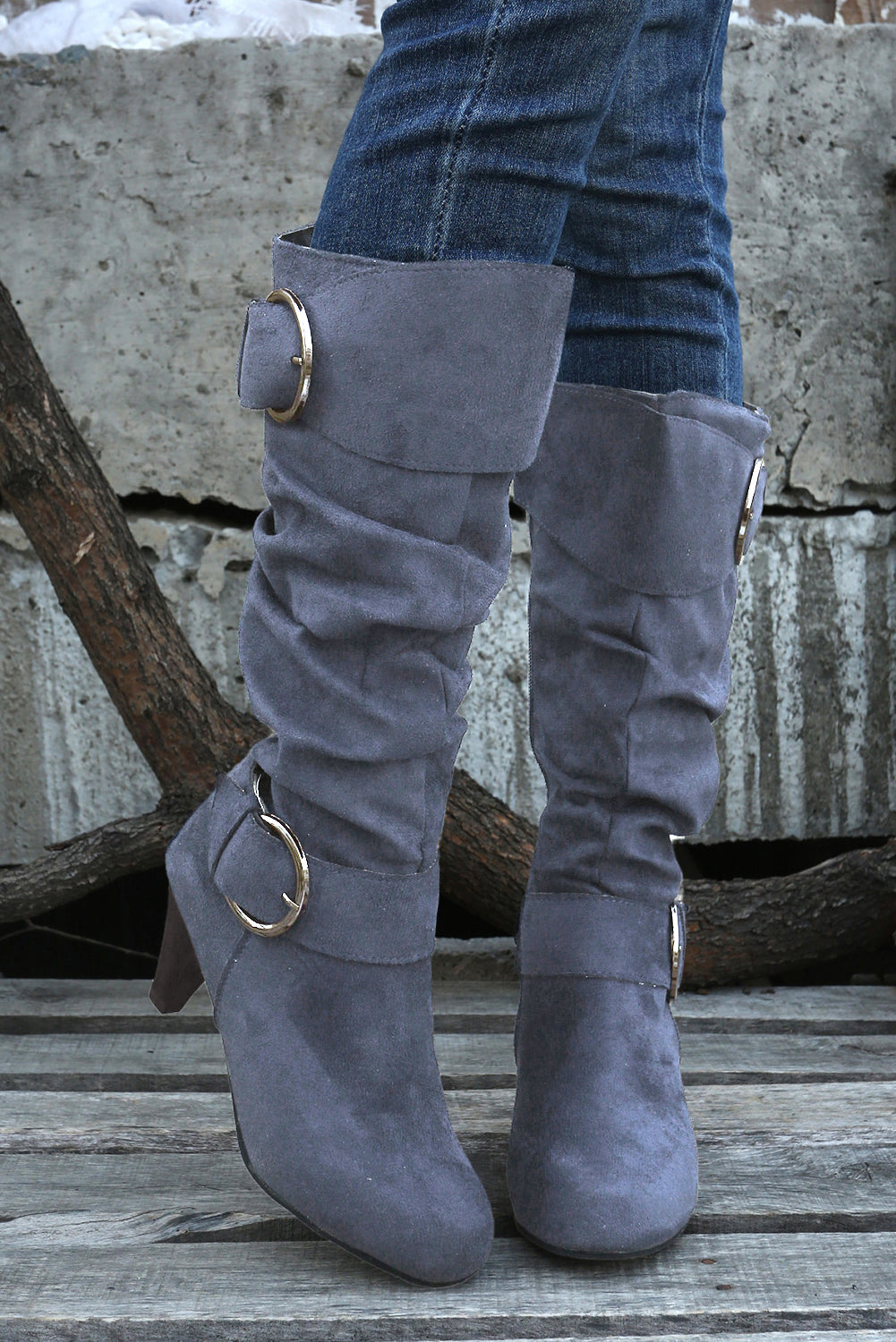 Kennedy Dual Buckle Strap Side Zip Boots